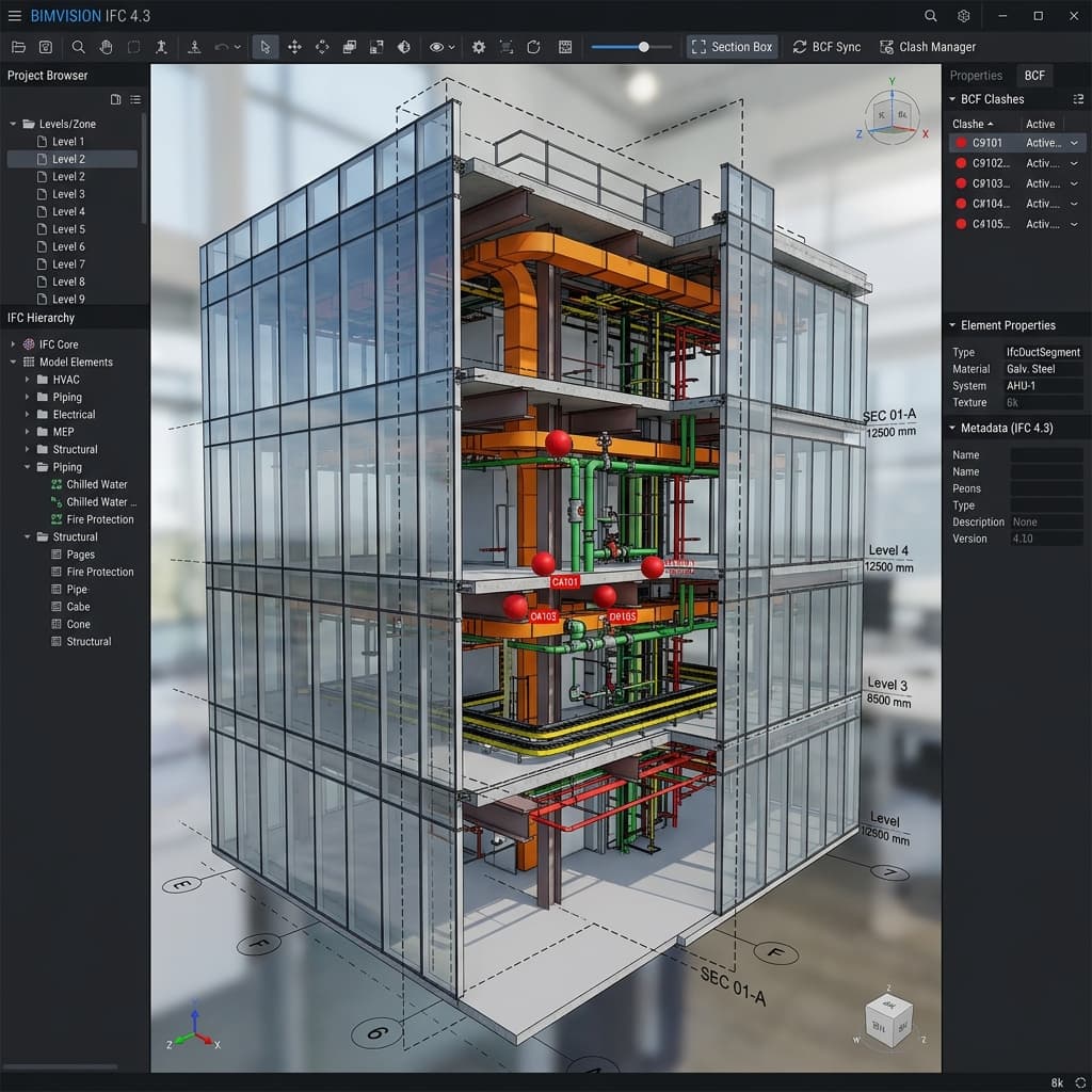 High-Res OpenBIM IFC 4.3 3D Model Engine